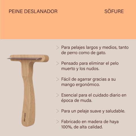Peine Deslanador - Madera de Haya Natural