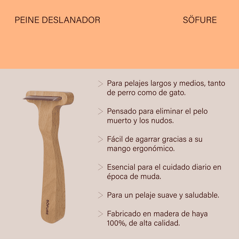 Peine Deslanador - Madera de Haya Natural